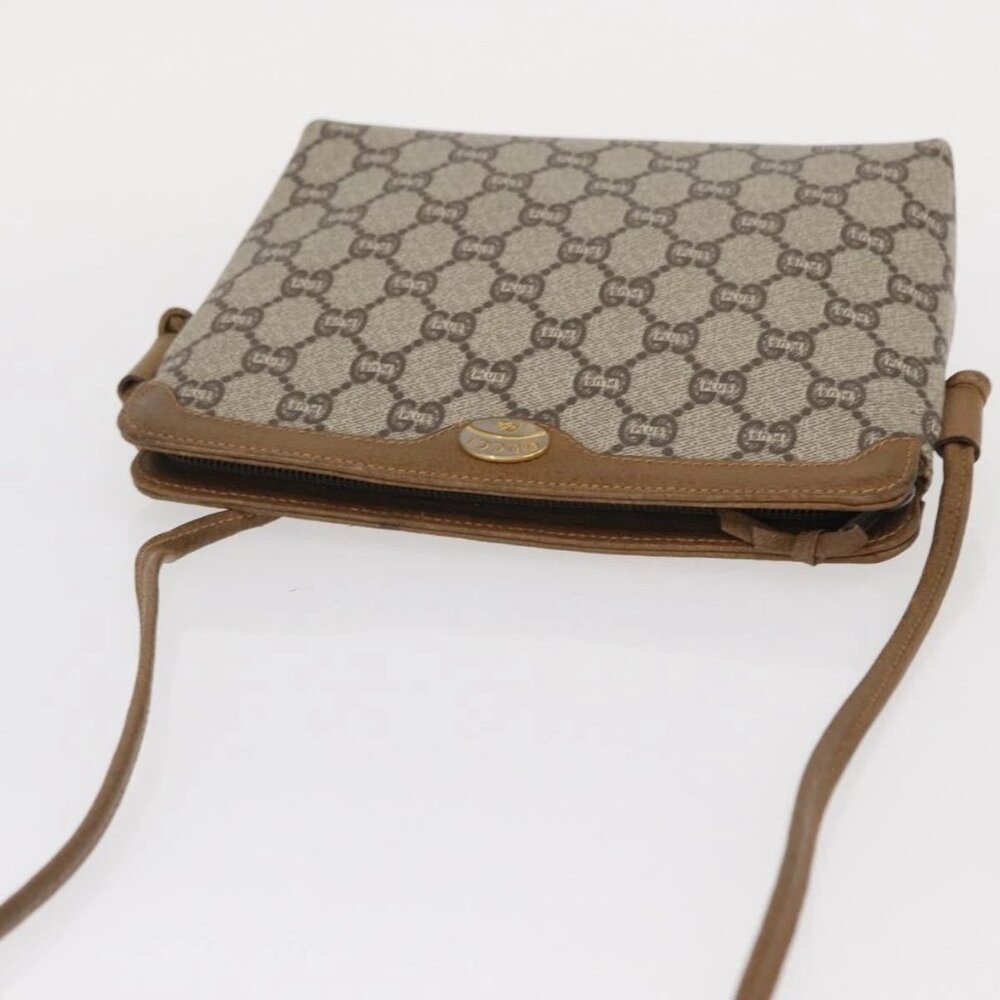 GUCCI GG Plus Supreme Shoulder Bag PVC Leather Beige Gold Auth 156788 - Picture 6 of 16